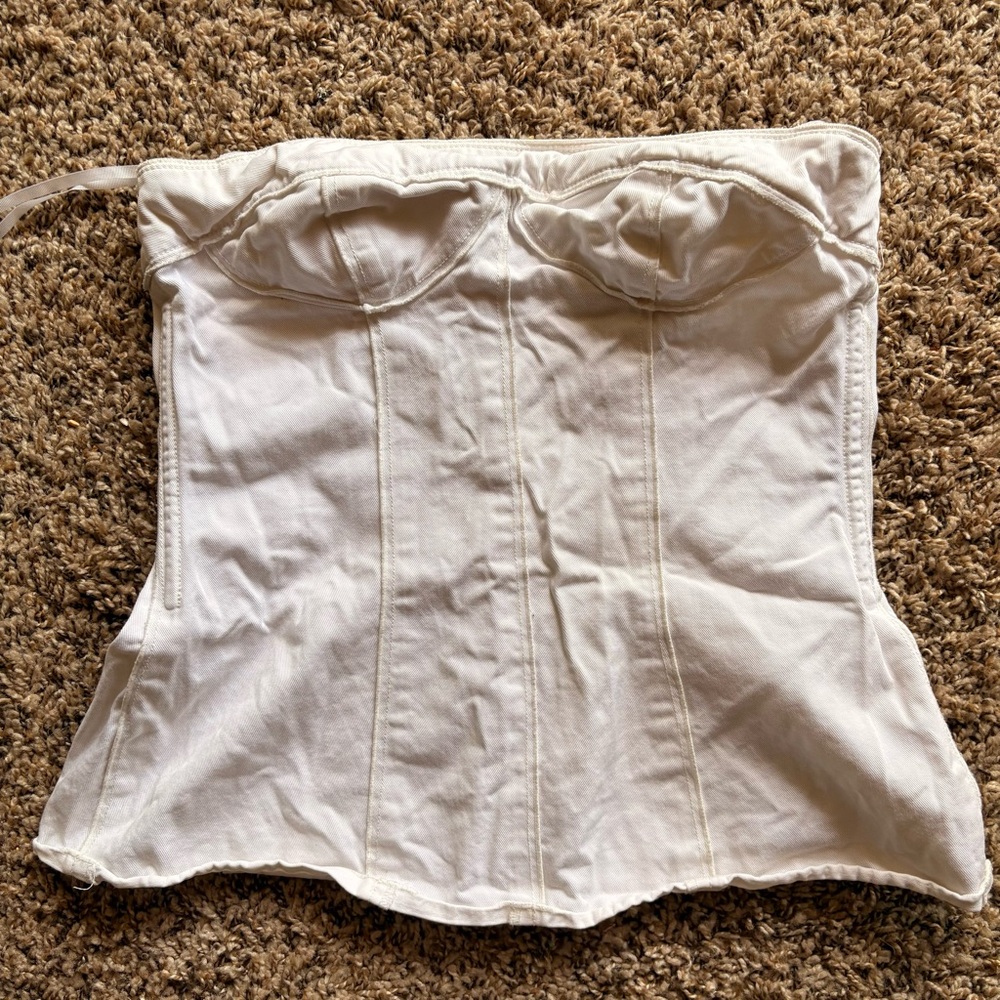 D&G Cream Zip-Up Corset Top